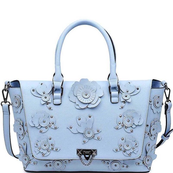 Urban Expressions Handbags - Marine blue satchel gorgeous floral detail